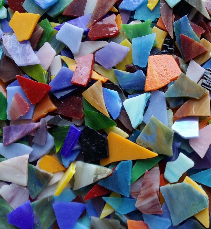 Lanyani Glass Mosaics Pieces Stained Glass, Assorted Colors and Shapes, 1kg/35 Ounce - Image 1